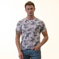 White Navy Floral European Made Premium Quality T-Shirt - Crew Neck Short Sleeve T-Shirts
