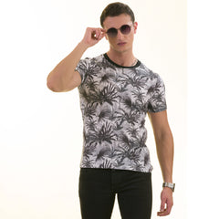 Black Gray Hawaiian European Made Premium Quality T-Shirt - Crew Neck Short Sleeve T-Shirts