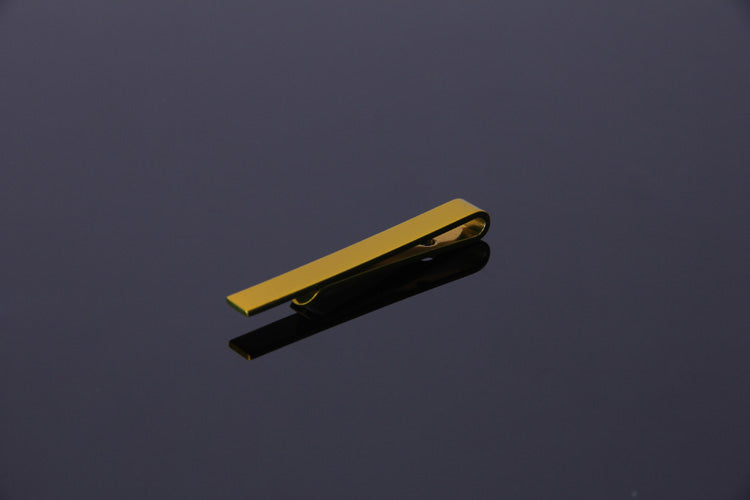 Men's Gold Shiny Metallic Stainless Steel Tie Clips - Amedeo Exclusive
