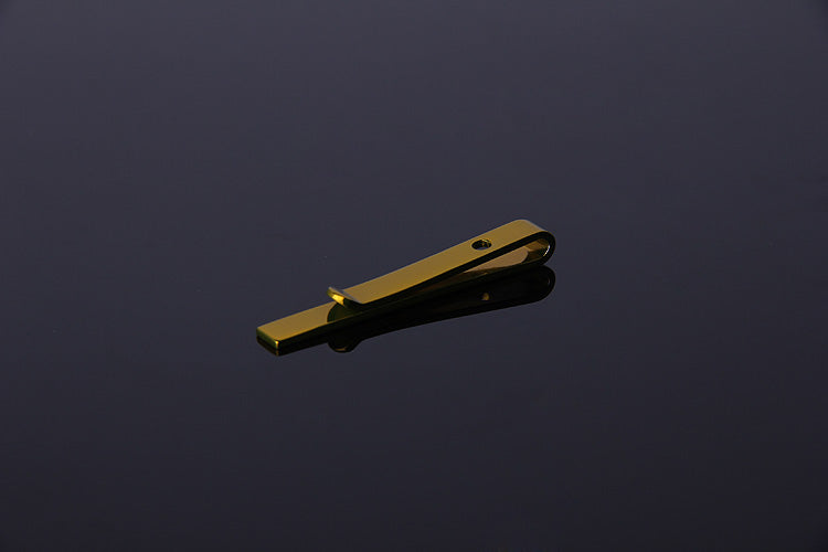 Men's Gold Shiny Metallic Stainless Steel Tie Clips - Amedeo Exclusive