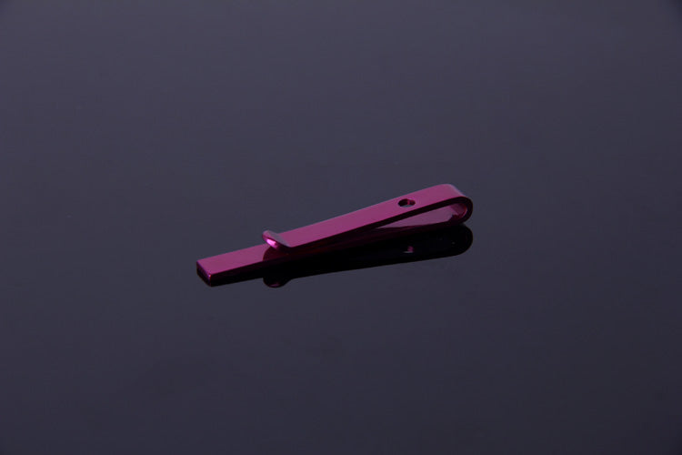 Men's Pink Shiny Metallic Stainless Steel Tie Clips - Amedeo Exclusive