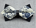 Men's White Blue Floral 100% Cotton Elegant Pre-Tied Bow Tie - Amedeo Exclusive