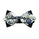 Men's White Blue Floral 100% Cotton Elegant Pre-Tied Bow Tie - Amedeo Exclusive