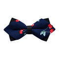 Men's Navy Blue Red Cherries 100% Cotton Pre-Tied Bow Tie - Amedeo Exclusive