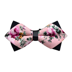 Men's Pure Cotton Pink Floral Pre-Tied Bow Tie - Amedeo Exclusive