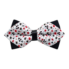 Men's White Red Floral Silk Pre-Tied Bow Tie - Amedeo Exclusive
