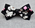 Men's Black White Floral 100% Cotton Pre-Tied Bow Tie - Amedeo Exclusive