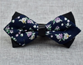 Men's Blue White Floral 100% Soft Cotton Pre-Tied Bow Tie - Amedeo Exclusive
