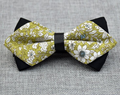 Men's Mustard Green Floral 100% Cotton Pre-Tied Bow Tie - Amedeo Exclusive