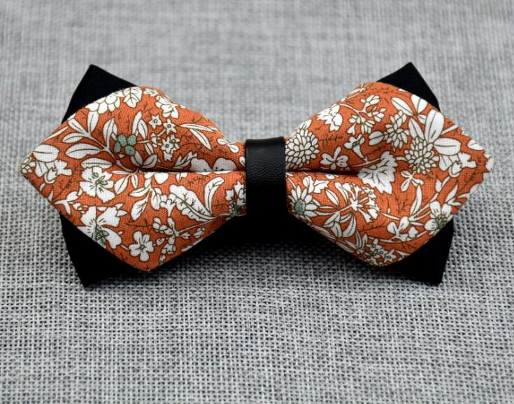 Men's Orange Floral Cotton Pre Tied Bow Tie - Amedeo Exclusive