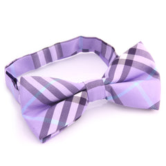 Men's Purple Plaid Silk Pre-Tied Bow Tie - Amedeo Exclusive