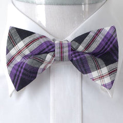 Men's Purple & Black Silk Pre-Tied Bow Tie - Amedeo Exclusive