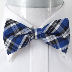 Men's Blue White & Black Silk Pre-Tied Bow Tie - Amedeo Exclusive