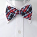 Men's Red Blue and Black Plaid Silk Pre-Tied Bow Tie - Amedeo Exclusive