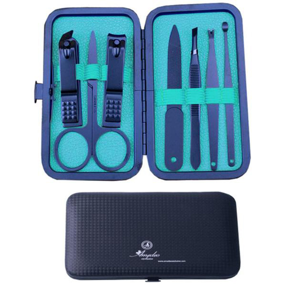 Stainless Steel 7 Piece Sets Light Blue Manicure & Pedicure Set - Amedeo Exclusive