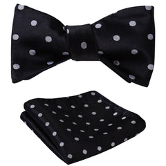 Polka Dot Mens Silk Self tie Bow Tie with Pocket Squares Set - Amedeo Exclusive