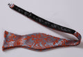 Red Brown Paisley Mens Silk Self tie Bow Tie with Pocket Squares Set - Amedeo Exclusive