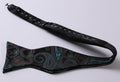 Black Mens Silk Self tie Bow Tie with Pocket Squares Set - Amedeo Exclusive