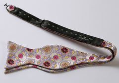 Red Gold & Yellow Floral Mens Silk Self tie Bow Tie with Pocket Squares Set - Amedeo Exclusive