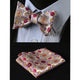 Red Gold & Yellow Floral Mens Silk Self tie Bow Tie with Pocket Squares Set - Amedeo Exclusive