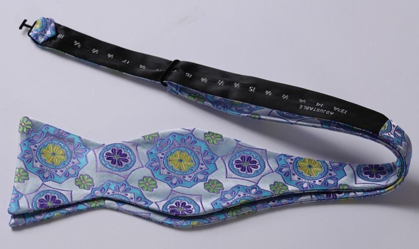 Men's Blue and Yellow Floral Silk Self Tie Bow Tie with Pocket Handkerchief - Amedeo Exclusive