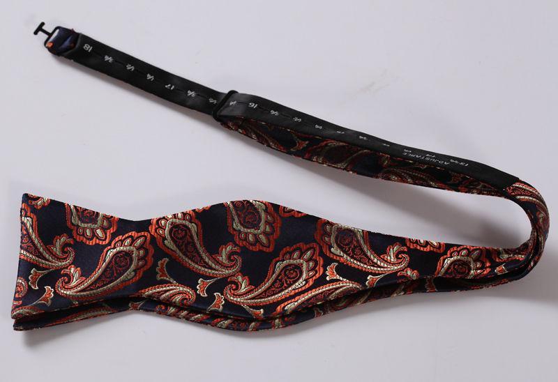 Black & Orange Paisley Mens Silk Self tie Bow Tie with Pocket Squares Set - Amedeo Exclusive