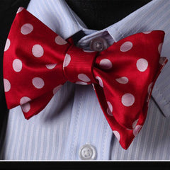 Polka Dots Silk Self Bow Tie Matching Pocket Handkerchief - Amedeo Exclusive
