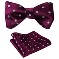 Burgundy Mens Silk Self tie Bow Tie with Pocket Squares Set - Amedeo Exclusive