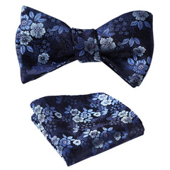 Floral Mens Silk Self tie Bow Tie with Pocket Squares Set - Amedeo Exclusive