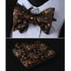 Brown Paisley Mens Silk Self tie Bow Tie with Pocket Squares Set - Amedeo Exclusive