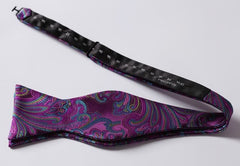Puplish Mens Silk Self tie Bow Tie with Pocket Squares Set - Amedeo Exclusive