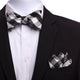Men's Silk Black White Grey Self Bow Tie - Amedeo Exclusive