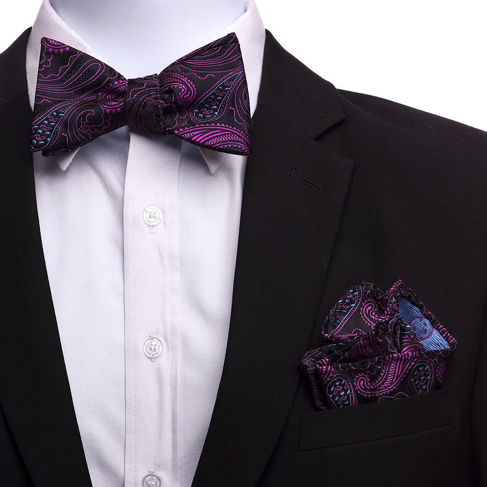 Men's Silk Multicolor Self Bow Tie - Amedeo Exclusive