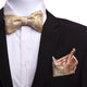 Men's Cream Beige Orange Silk Self Bow Tie - Amedeo Exclusive
