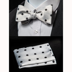 Men's Polka Dots Silk Self Bow Tie - Amedeo Exclusive