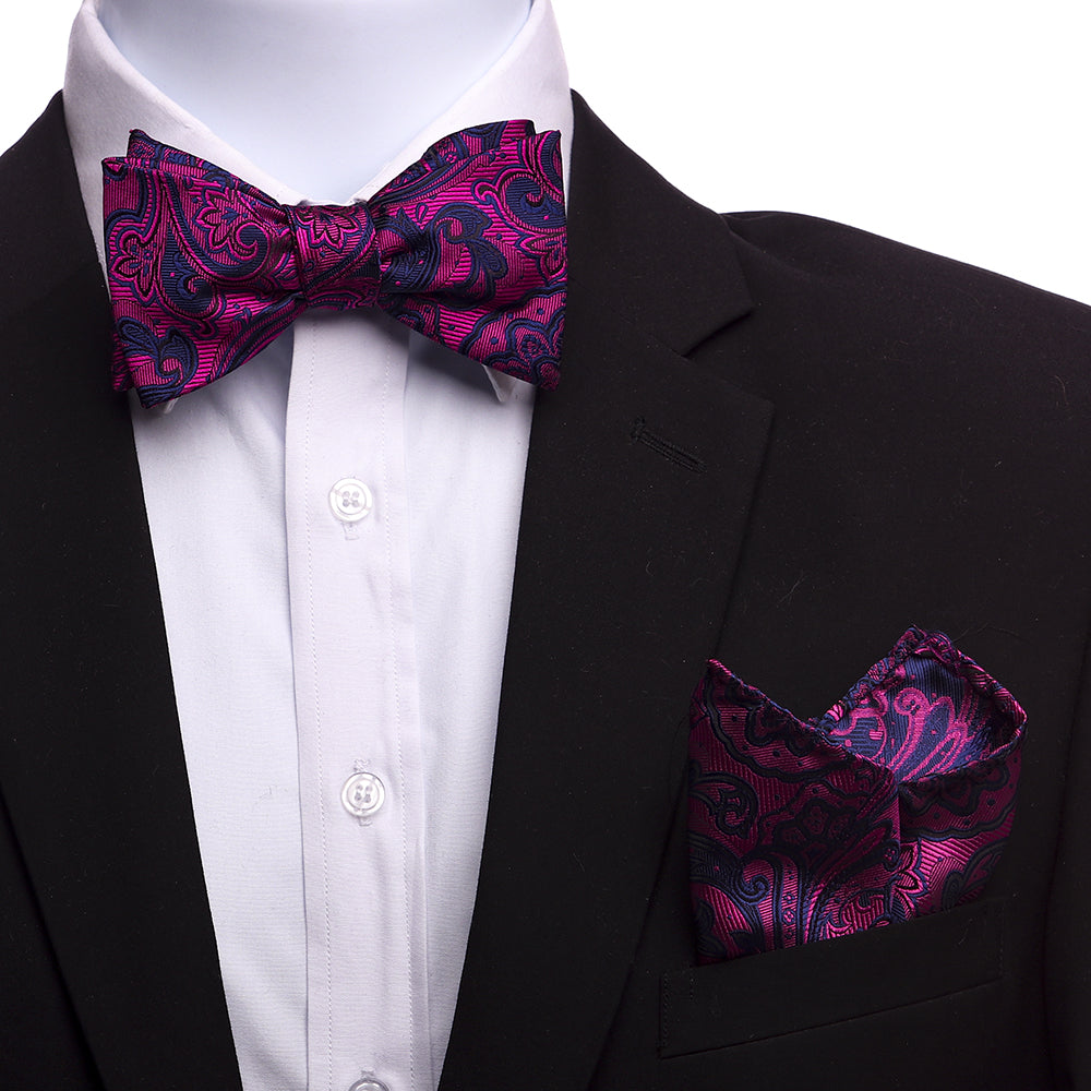 Men's Paisley Silk Self Bow Tie - Amedeo Exclusive