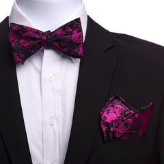 Men's Pink And Black Silk Self Bow Tie - Amedeo Exclusive