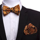 Men's Orange And Gold Paisley Silk Self Bow Tie - Amedeo Exclusive