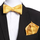 Men's Yellow / Gold Self Bow Tie with Handkerchief - Amedeo Exclusive