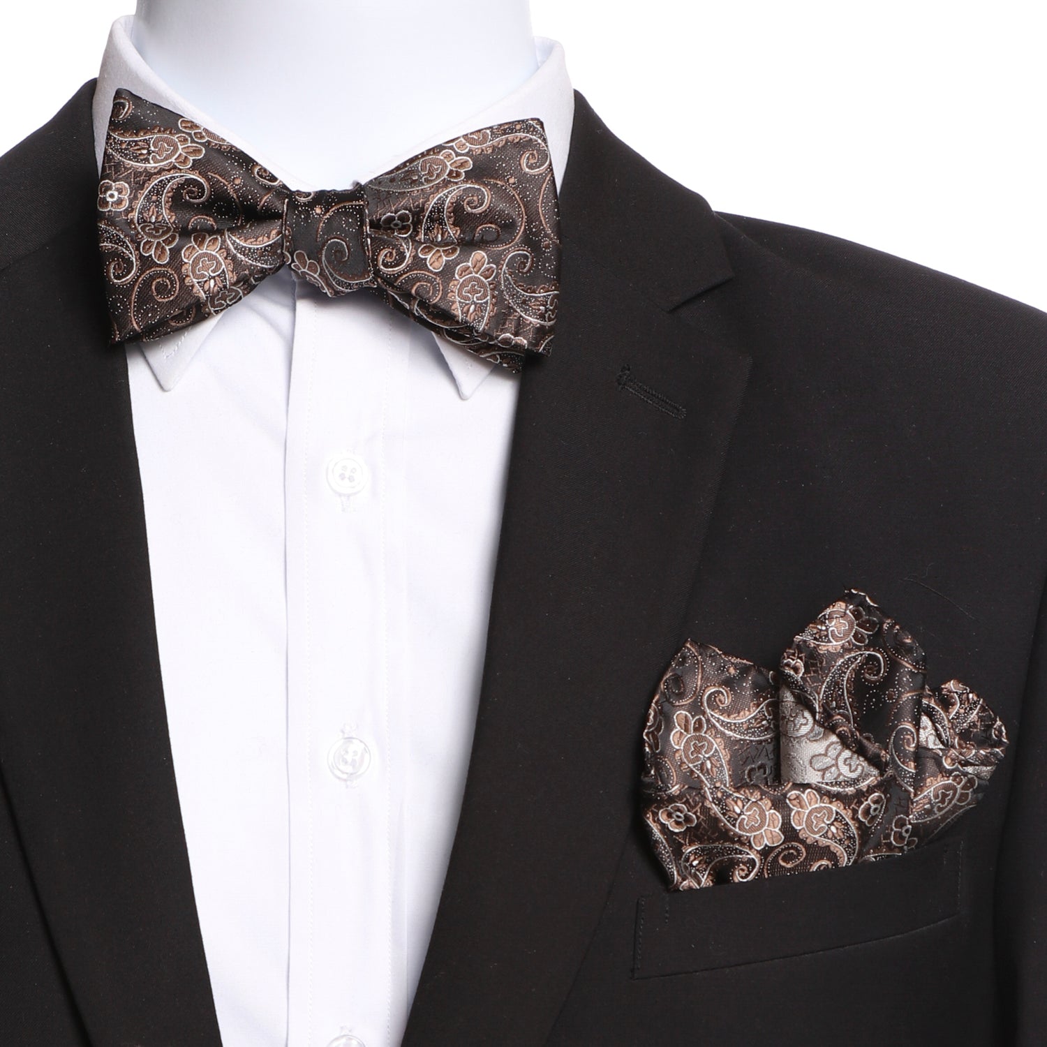 Men's Multi Brown Swirls Soft Silk Self Bow Tie - Amedeo Exclusive