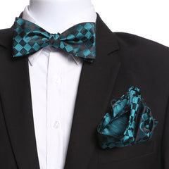 Men's Turquoise & Black Self Bow Tie - Amedeo Exclusive