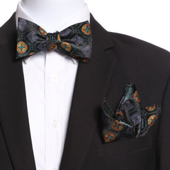 Men's Green And Black Silk Self Bow Tie - Amedeo Exclusive