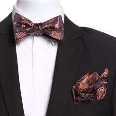 Men's Bronze, Black & Purple Self Bow Tie - Amedeo Exclusive