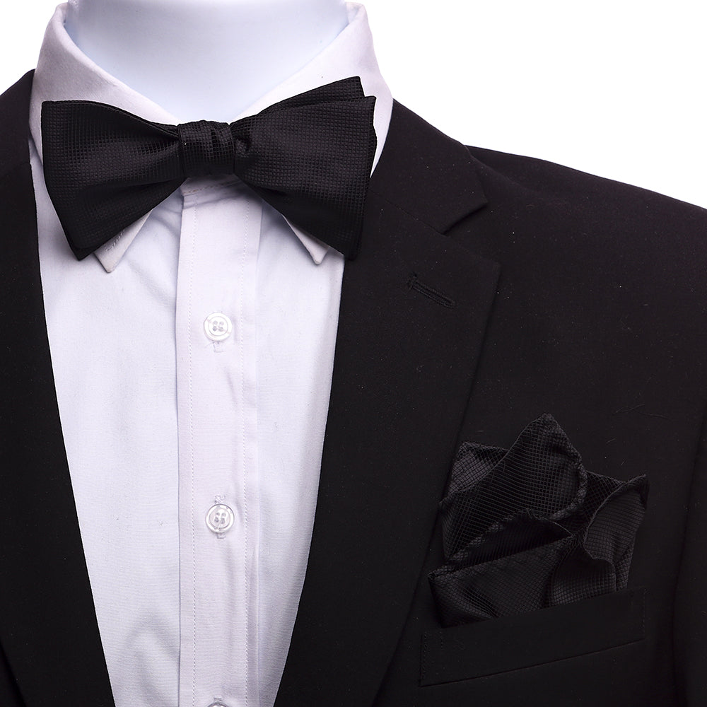 Men's Black Silk Self Bow Tie - Amedeo Exclusive