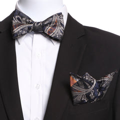 Men's Black And Bronze Silk Self Bow Tie - Amedeo Exclusive