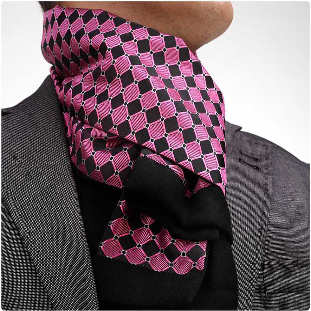 Unisex Pink Black Soft Fashion Dress Scarves for Winter Made of Silk Blend - Amedeo Exclusive