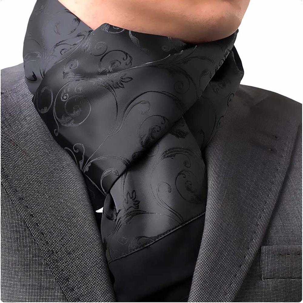 Unisex Black Paisley Soft Fashion Dress Scarves for Winter Made of Silk Blend - Amedeo Exclusive
