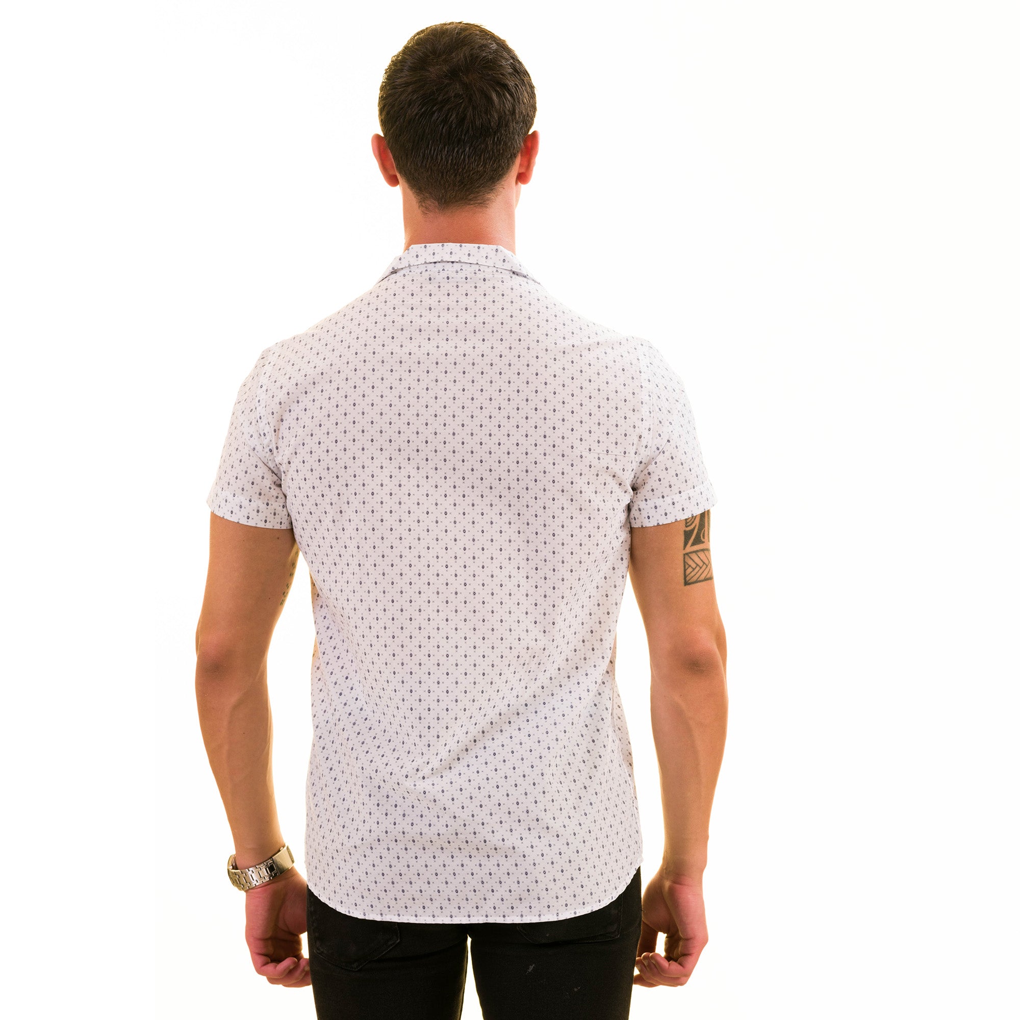 White Dotted European Made & Designed Hawaiian Summer Shirts For Men