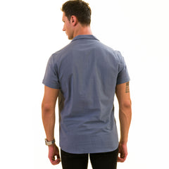 Light Blue Solid European Made & Designed Hawaiian Summer Shirts For Men