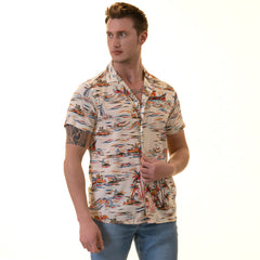Colorful Palm Trees European Made & Designed Hawaiian Summer Shirts For Men